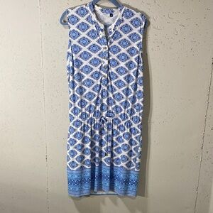 Cabana Life Blue and White Patterned Dress.